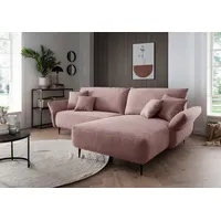 Ecksofa INOSIGN "Amarena L-Form", rosa, B:286cm H:96cm T:178cm, 100% Polyester, Sofas, inklusive Armlehnenverstellfunktion, 4x Zierkissen gratis