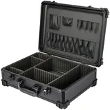 HMF Werkzeugkoffer leer mit 17 Einsteckfächern und 5 Trennwänden schwarz 46 x 33 x 15 cm
