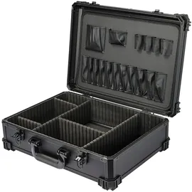 HMF Werkzeugkoffer leer mit 17 Einsteckfächern und 5 Trennwänden schwarz 46 x 33 x 15 cm