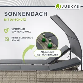 Juskys Syros Polyrattan Doppelliege Grau-meliert