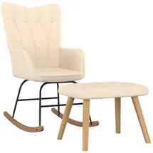 vidaXL Schaukelsessel Modell 1 Polyester 70 x 100 x 80 cm Creme mit Hocker