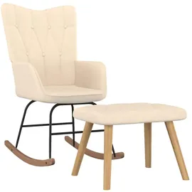 vidaXL Schaukelsessel Modell 1 Polyester 70 x 100 x 80 cm Creme mit Hocker