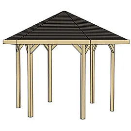 Weka Pavillon 656 3,76 x 3,29 m kdi inkl. Schindeln rot