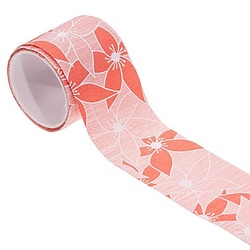 Stoffband "Blüten", flamingo, 60 mm, 2,5 m