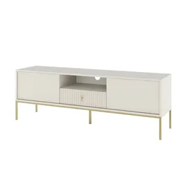 Möbel Kraft Maglione TV-Lowboard 154 cm Beige Metall/MDF/Spanplatte/Holzwerkstoff