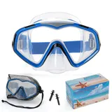 Taucherbrille Erwachsene,Verstellbares Schwimmbrille mit Nasenschutz,Tauchmaske 180°Weitwinkel Antifog Schnorchelmaske mit HD Gehärtetes Glas für Schnorcheln Schwimmen