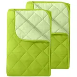 Wometo 2 Stück Microfaser Sommer Steppbett 155x220 – grün und hellgrün / OEKO-TEX / kochfest 95° / Leichtsteppbett für heiße Tage / ohne Bezug verwendbar