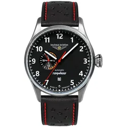 Bauhaus Herrenuhr Automatikuhr mit schwarzem Zifferblatt