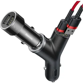 Baseus Y-Typ KFZ-Ladegerät Dual USB Zigarettenanzünder 3,1 A Schwarz