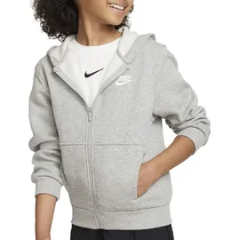 Nike Sportswear Club Fleece Kapuzenjacke Kinder 063 dk grey heather/base grey/white M 137-147 cm