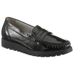 Mokassin WALDLÄUFER "HEGLI", Damen, Gr. 6,5, schwarz, Lackleder, glänzend, klassisch, Schuhe, Slipper, Bequemschuh aus Lackleder, in komfortabler Schuhweite H