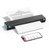 PhoFuta M08F Mobiler Drucker A4 für Unterwegs Thermodrucker A4, Bluetooth Tragbarer Drucker - Inkless Printer, Mit 10 Blatt Thermopapier A4, kompatibel mit Handy und Laptop