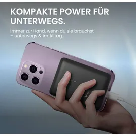 Viesta Powerbank Mini 9000 mAh Weiß – PD20 W Schnellladefunktion, Type-C Input/Output, USB & Type-C Ausgänge, LED-Batterieanzeige – Kompakte Battery Bank