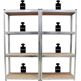 Baumarktplus Schwerlastregal 160x80x40 cm 2er Set Lagerregal Kellerregal Metallregal Garagenregal