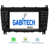 GABITECH 7 Zoll Autoradio Navi für Mercedes C Klasse W203 CLK W209 C200 CLC Autoradio (4GB RAM 64GB ROM Octa-Core. Drahtlos Carplay und Android Auto) schwarz