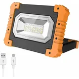 Tigrezy - Wiederaufladbarer LED-Baustrahler, wasserdichte LED-Arbeitslampe, tragbare LED-Lampe für Baustelle, Garage, Werkstatt,Camping, Garage,