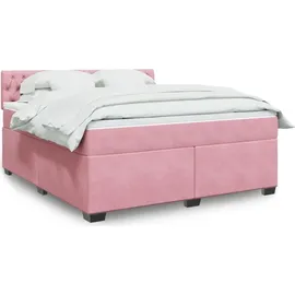 vidaXL Boxspringbett mit Matratze Rosa 180x200 cm Samt - Rosa