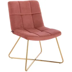 SVITA LYNN Loungesessel Cocktailsessel Clubsessel Polsterstuhl ohne Armlehnen Goldene Beine Samt-Polster Altrosa