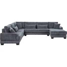 Atlantic Home Collection Wohnlandschaft XXL-Cord 6-Sitzer Grau