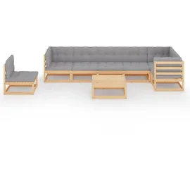 vidaXL 8-tlg. Loungeset mit Kissen grau