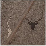 SCHÖNER LEBEN. Stoff Dekostoff Landhausstoff Wendestoff Hirschkopf Geweih braun 1,40m, made in Germany braun