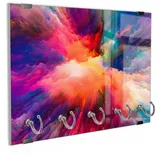 DEQORI Schlüsselbrett 'Bunte Farbwolke', (1 St), Schlüsselhalter Schlüssel Haken Schlüsselboard modern Schlüsselleiste bunt