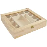 Rico Design Sortierbox aus Holz mit Sichtfenster, 27,1 x 27,6 x 5,5 cm