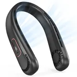 AICPAN Nackenventilator - USB Nackenventilator mit 360° Luftstromr, 5000mAh Akkur, Ventilator Nacken mit 3 Geschwindigkeitenr, LED-Licht für Frauen Mann Heim Büro Reisen Outdoor, Schwarz