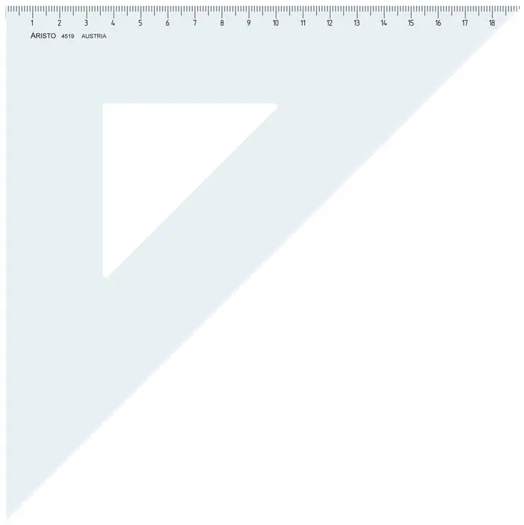 ARISTO Zeichendreieck 45° Hypothenuse 26.9cm Kathete 19cm ohne Facette (AR4519)