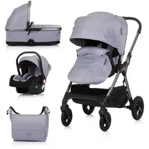 Chipolino Kombikinderwagen 3 in 1 Infinity i-Size Babyschale Babywanne Sportsitz grau