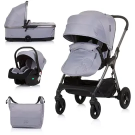 Chipolino Kombikinderwagen 3 in 1 Infinity i-Size Babyschale Babywanne Sportsitz grau