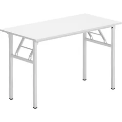 Konferenztisch, Klapptisch 120x60 cm, Schreibtisch, Robust Metallrahmen, Weiß