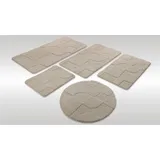 Wecon home Badematte Davie, Höhe 25 mm, rutschhemmend beschichtet, schnell trocknend, Polyester, rund, Badteppich, Hoch-Tief-Effekt, weich, rutschhemmend, waschbar, getuftet grau rund | Ø 80 cm x 25 mm