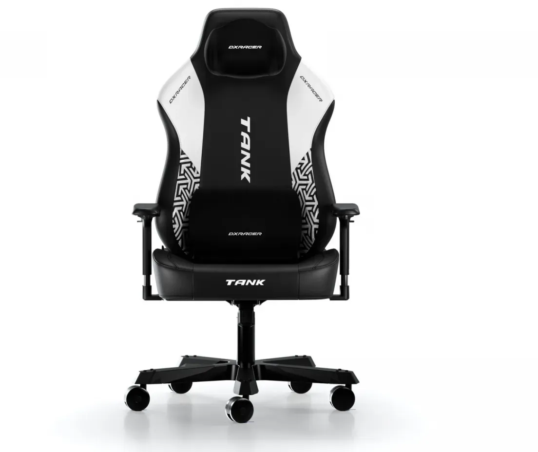 DXRacer TANK Gaming Stuhl Schwarz & Weiß Rüstung EPU Leder XXL