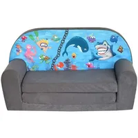 FORTISLINE Kindersitzgruppe Kindersofa "MINI" Kindercouch zum Aufklappen W386 grau