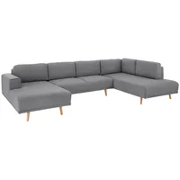 Wohnlandschaft HOME AFFAIRE "Lasse U-Form", grau (hellgrau), B:355cm H:84cm T:203cm, Filzoptik (100% Polyester);Luxus-Microfaser (100% Polyester);Struktur fein( 100% Polyester), Sofas, Wohnlandschaft, im scandinavischem Stil mit Holzfüßen