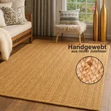 Myflair Teppich "Lola", beige (natur), B:100cm H:10mm L:150cm, Jute, MYFLAIR MÖBEL & ACCESSOIRES, Teppiche, Teppich, Juteteppich, Wendeteppich, handgeflochten, 100% Naturfaser, Boho-Style