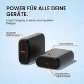 Viesta Viesta® Mini Powerbank 9.000 mAh Schwarz – 22,5 W Schnellladen, Pd 20w, USB-C Ein-/ausgang, Usb-a Ausgang, Led-anzeige – kompakt für unterwegs