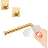 Famanu Toilettenpapierhalter ohne Bohren - Edelstahl, wasserfest, gold