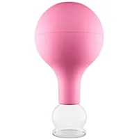 PULOX Schröpfglas aus Echtglas mit Saugball in Pink, 25mm - Medizinische Profi-Schröpfgläser