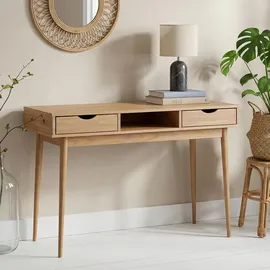 Idimex Schreibtisch Stefano Eiche farben - Bürotisch mit 2 Schubladen und Fach aus Massivholz, Home Office Tisch, moderner Arbeitstisch