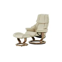 Stressless Relaxsessel Reno Leder 79 x 108 x 75 cm Creme mit Hocker