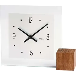 Tischuhr modern aus Holz, Aluminium und Glas - AMS Modell: 104