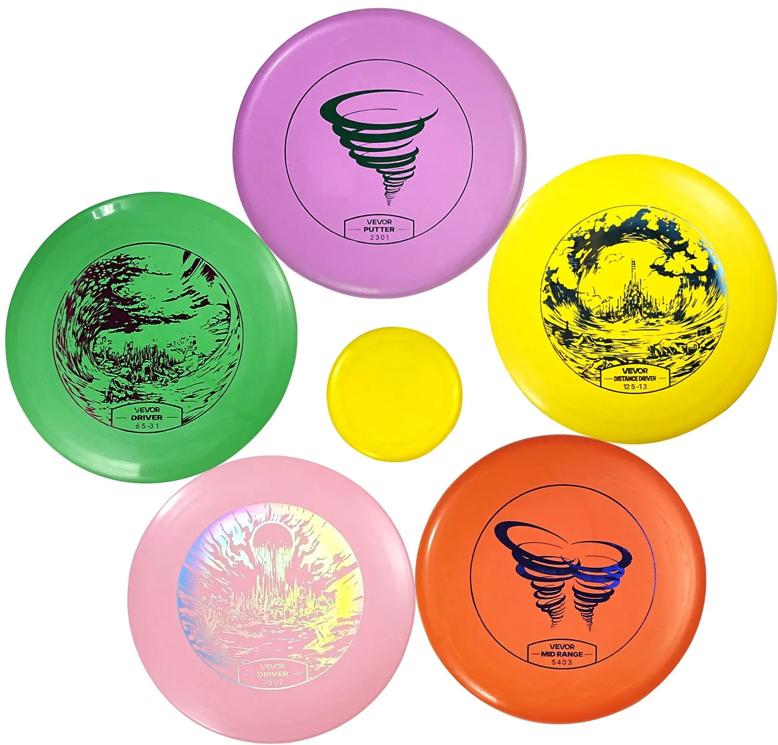 VEVOR Discgolf-Set 5-teiliges Discgolf-Starter-Set für Ganzkörper-Krafttraining, mit Putter Mid-Range Driver Mini-Marker, für Garten Rasen Strand Ootdoor