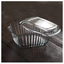 Pasabahce 59049 2-Teilig Auflaufform Glaskochgeschirr Glasbräter 2,6L eckig mit Deckel Bräter Teller Schüssel Kochgeschirr