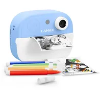 LAMAX InstaKid2 Play Blue Kinderkamera Sofortbildkamera für Kinder Digitalkamera mit Thermodruck ohne Tinte Selfie, Spiele, Sticker, USB-C, 2 Rolle Thermopapier (InstaKid2 Play Blue)