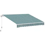 Outsunny manuelle Gelenkarmmarkise Markise mit Handkurbel Balkonmarkise Sonnenschutz Wandmontage Balkon Alu Weiß+Grün 395 x 245 cm Aosom