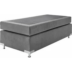 Boxspringbett "Holland", grau, B:92cm L:201cm, Microvelours (100% Polyester), WESTFALIA SCHLAFKOMFORT, Komplettbetten, Boxspringbett, ohne Kopfteil, frei im Raum stellbar