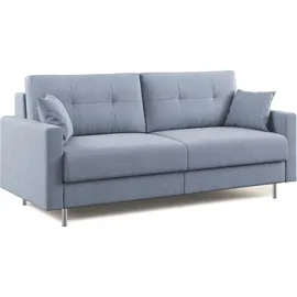 divani.store Megan Schlafsofa Aus Abwaschbarer Mikrofaser T11 168 Cm (mat. 120x197) Baby Blau