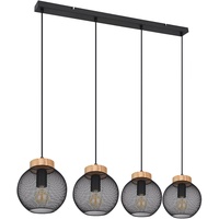 GLOBO Hängeleuchte, Käfig-Design, Holz, natur, schwarz, H 120 cm